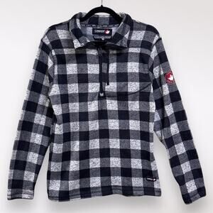 Canada‎ Weather Gear Small Pullover Fleece Plaid Hiking 1/4 Zipped Outdoor Warm